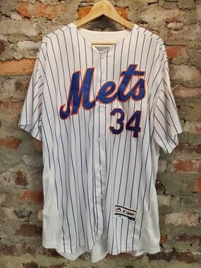 Majestic Mens Mets Syndergaard XL 52 White Pinstripe Baseball Jersey 34 Full